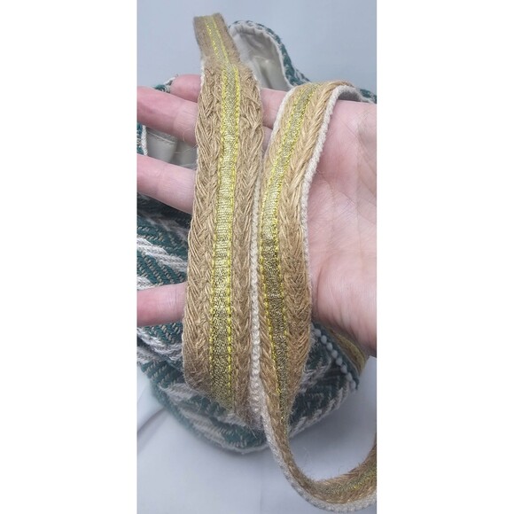 No Boundaries Women's Woven Beach Boho Tote Diaper Bag Mint Stripe Made In India - Picture 16 of 16